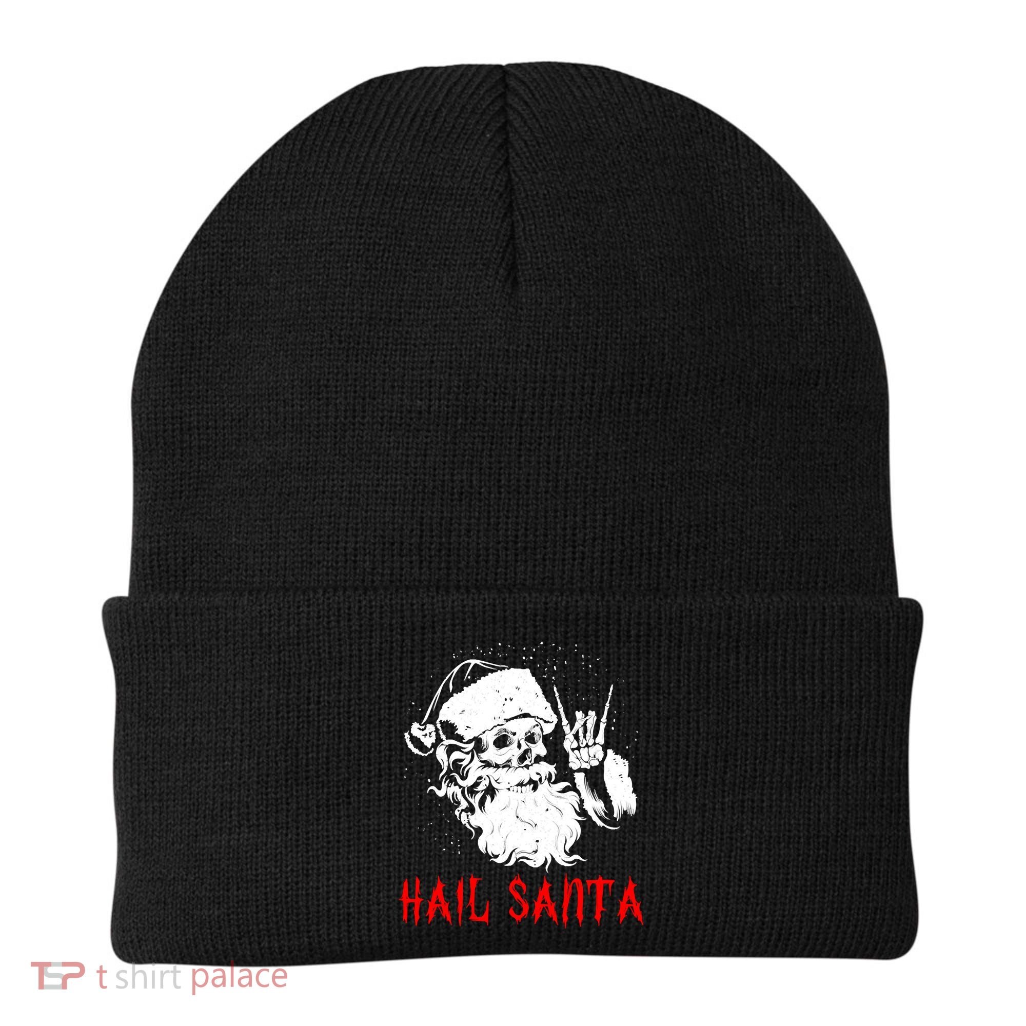 Sleigher Santa Claus Metal Christmas Rock On Hail Santa Beanie