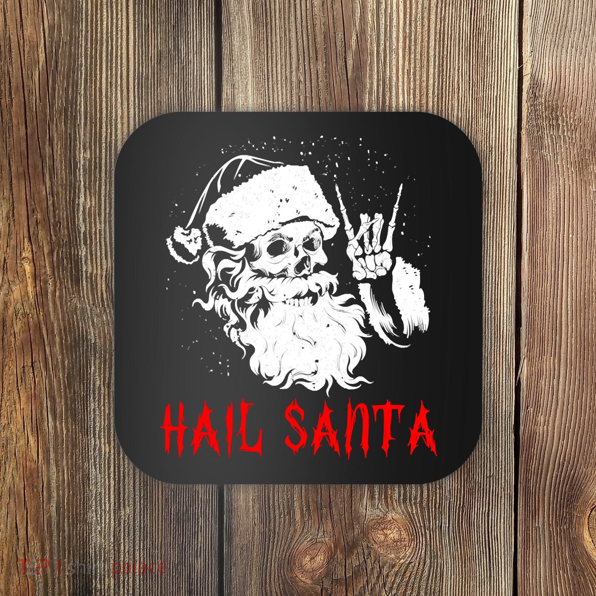 Sleigher Santa Claus Metal Christmas Rock On Hail Santa Coaster