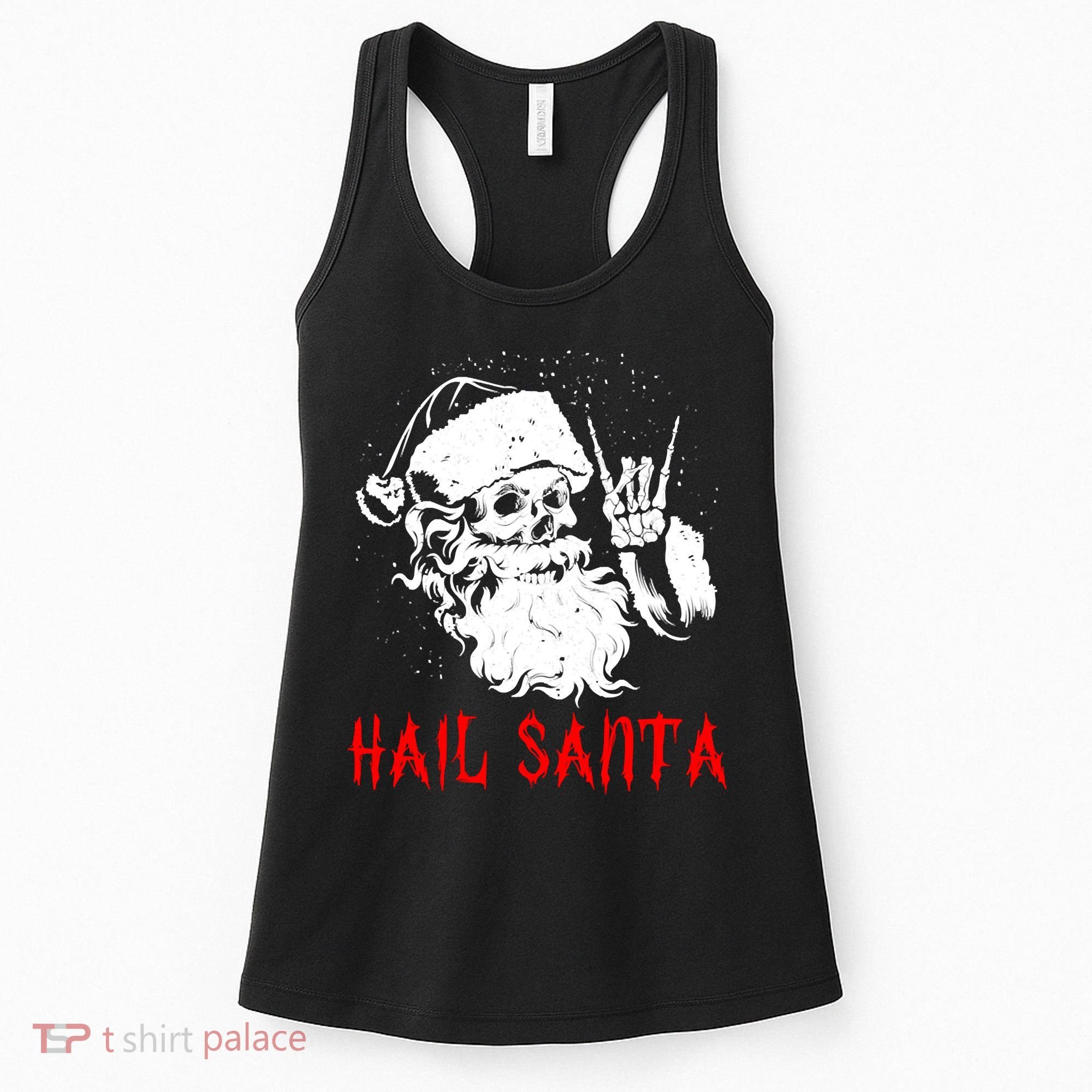 Sleigher Santa Claus Metal Christmas Rock On Hail Santa Women's Tank Top