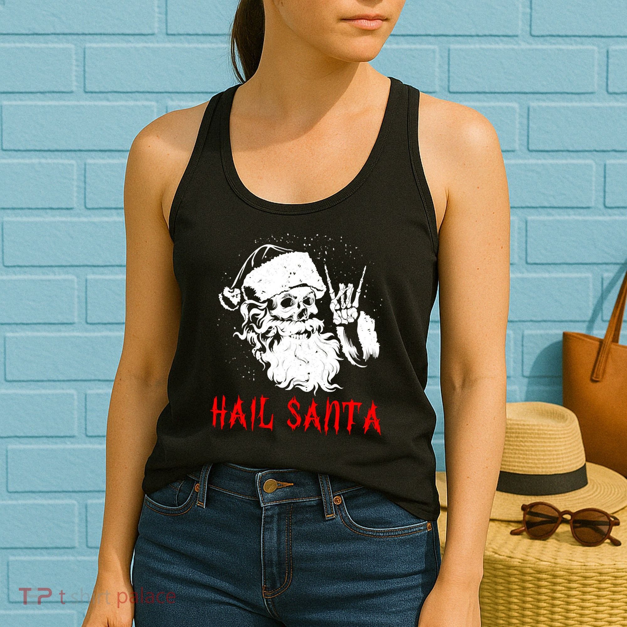 Sleigher Santa Claus Metal Christmas Rock On Hail Santa Women's Tank Top