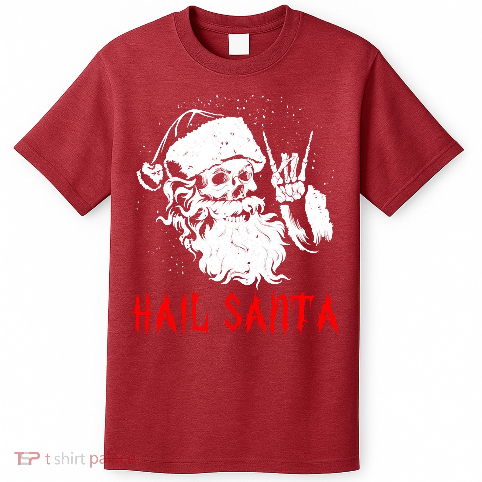 Sleigher Santa Claus Metal Christmas Rock On Hail Santa T-Shirt