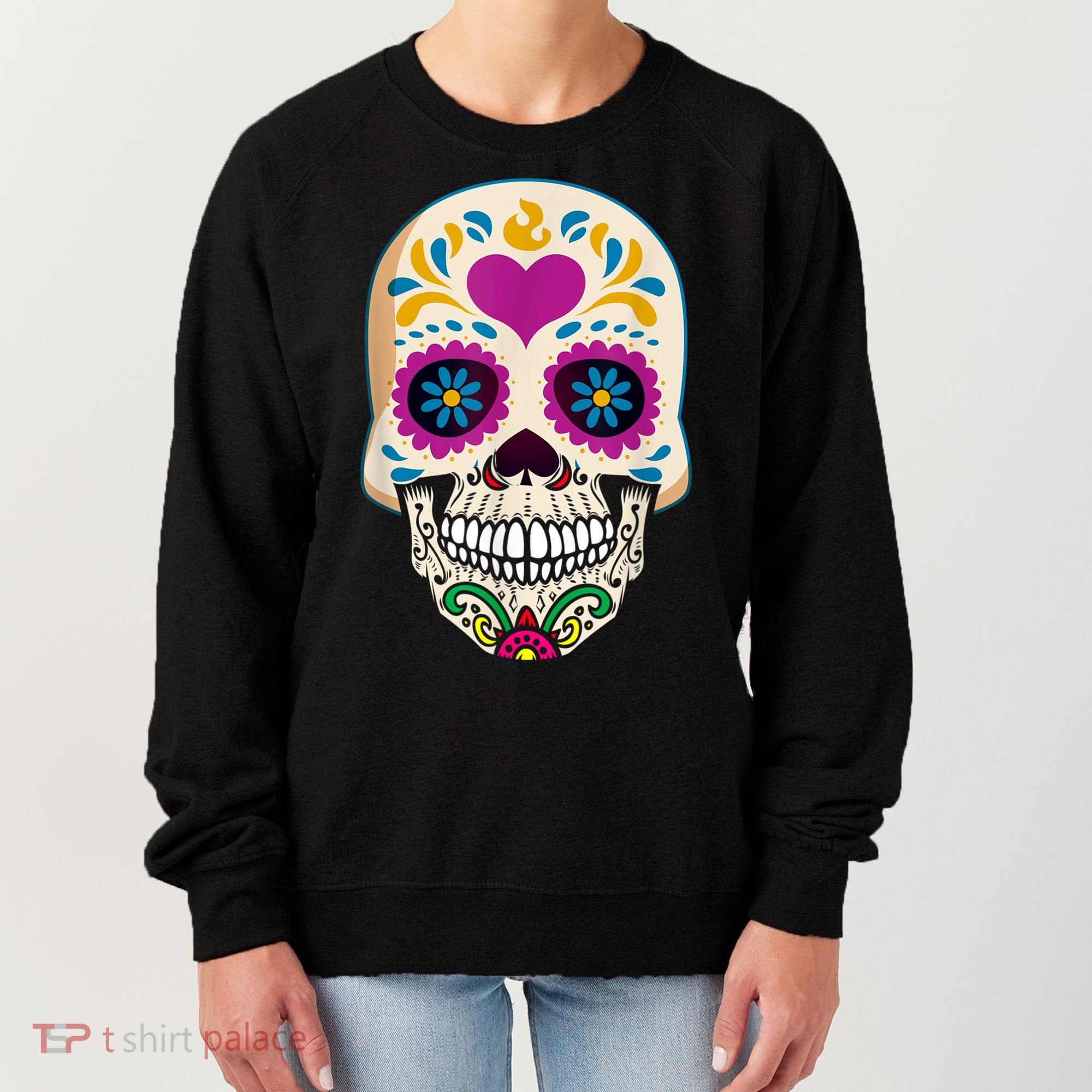 Sugar Skull Calavera Day Of The Dead Dia De Los Muertos Women's Sweatshirt