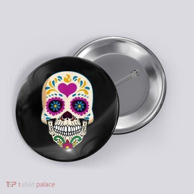 Sugar Skull Calavera Day Of The Dead Dia De Los Muertos Button