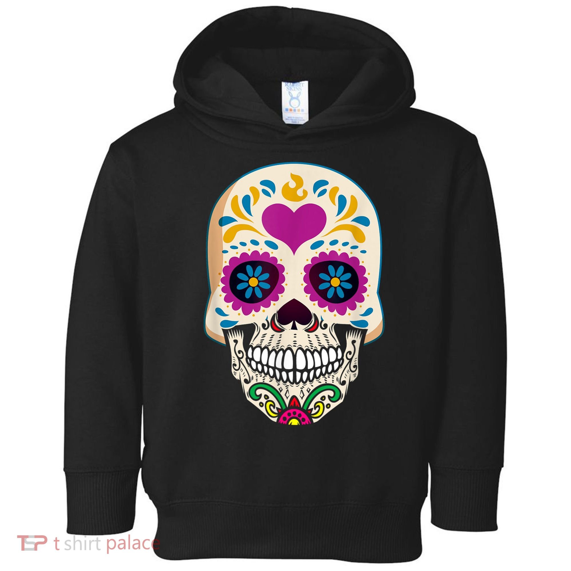 Sugar Skull Calavera Day Of The Dead Dia De Los Muertos Toddler Hoodie