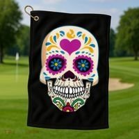 Sugar Skull Calavera Day Of The Dead Dia De Los Muertos Golf Towel thumb 1