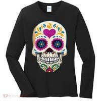 Sugar Skull Calavera Day Of The Dead Dia De Los Muertos Women's Long Sleeve Shirt thumb 0