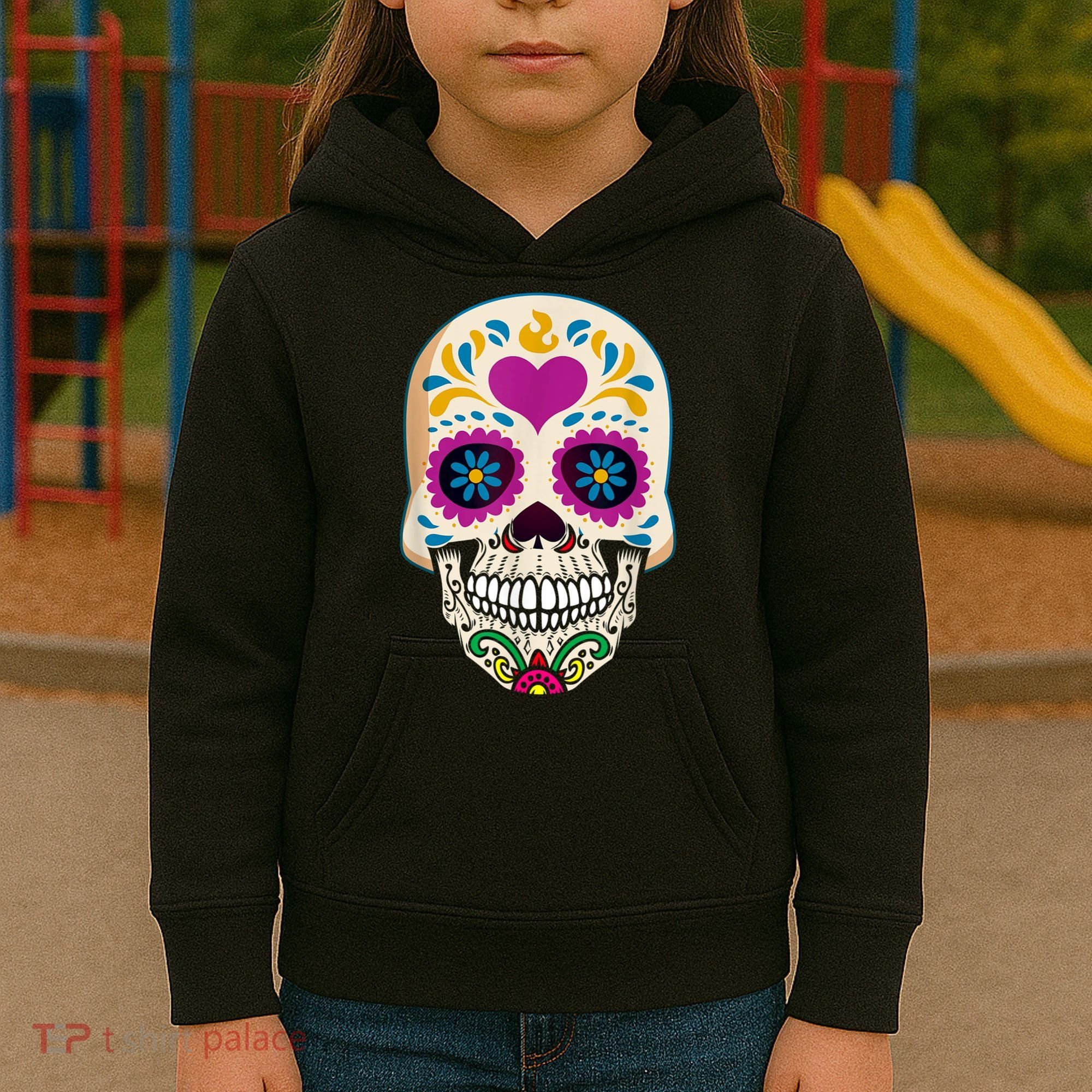 Sugar Skull Calavera Day Of The Dead Dia De Los Muertos Kids Hoodie