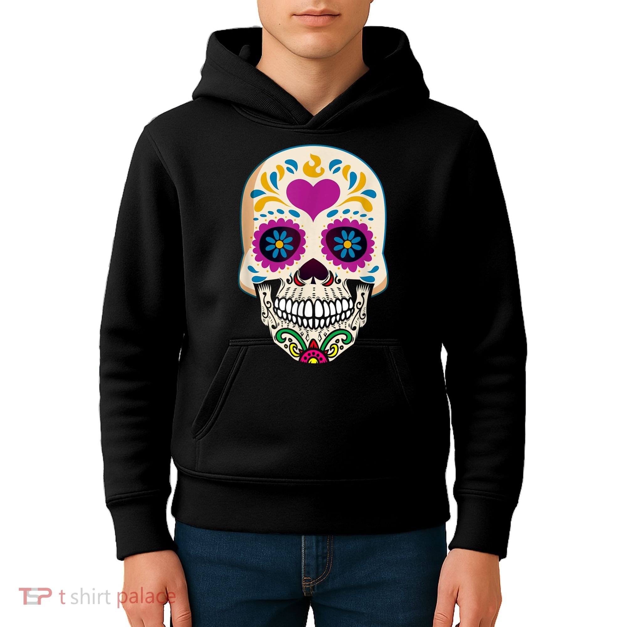 Sugar Skull Calavera Day Of The Dead Dia De Los Muertos Kids Hoodie