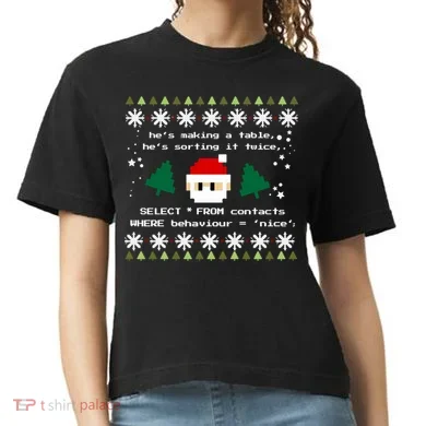 Sql Santa Claus Database Clause Developer Code Db Programmer Gift Comfort Colors Boxy T-Shirt