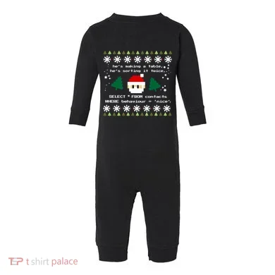 Sql Santa Claus Database Clause Developer Code Db Programmer Gift Infant Fleece One Piece