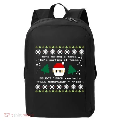 Sql Santa Claus Database Clause Developer Code Db Programmer Gift Modern Backpack