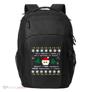 Sql Santa Claus Database Clause Developer Code Db Programmer Gift Transport Backpack