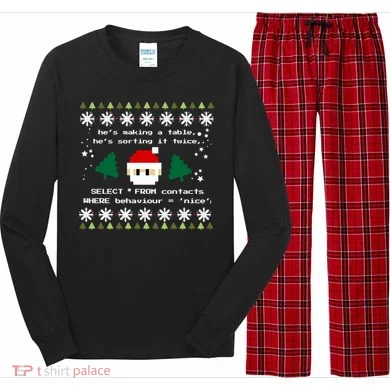 Sql Santa Claus Database Clause Developer Code Db Programmer Gift Long Sleeve Pajama Set