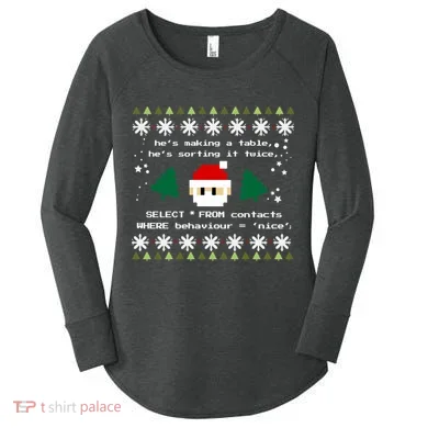 Sql Santa Claus Database Clause Developer Code Db Programmer Gift Women's Perfect Tri Tunic Long Sleeve Shirt