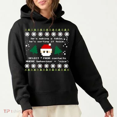 Sql Santa Claus Database Clause Developer Code Db Programmer Gift Enza Ladies Midi Length Pullover Hood