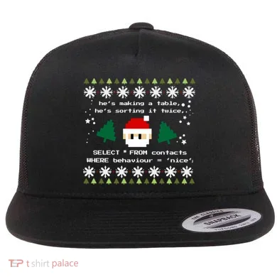 Sql Santa Claus Database Clause Developer Code Db Programmer Gift Flat Bill Trucker Hat