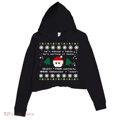 Sql Santa Claus Database Clause Developer Code Db Programmer Gift Crop Fleece Hoodie