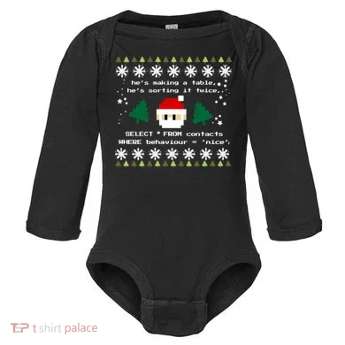 Sql Santa Claus Database Clause Developer Code Db Programmer Gift Baby Long Sleeve Bodysuit