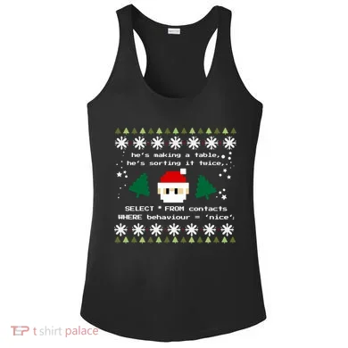 Sql Santa Claus Database Clause Developer Code Db Programmer Gift Ladies PosiCharge Competitor Racerback Tank