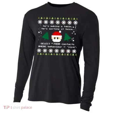 Sql Santa Claus Database Clause Developer Code Db Programmer Gift Cooling Performance Long Sleeve Crew