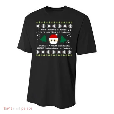 Sql Santa Claus Database Clause Developer Code Db Programmer Gift Youth Performance Sprint T-Shirt