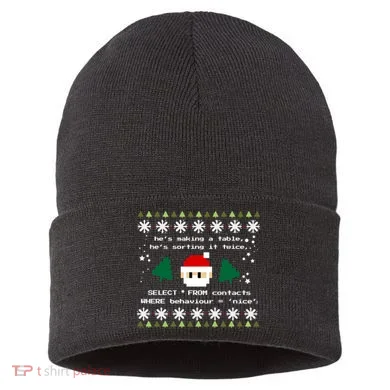 Sql Santa Claus Database Clause Developer Code Db Programmer Gift Sustainable Knit Beanie