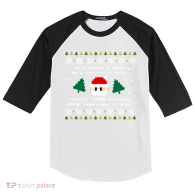 Sql Santa Claus Database Clause Developer Code Db Programmer Gift Kids Colorblock Raglan Jersey