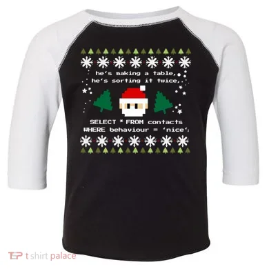 Sql Santa Claus Database Clause Developer Code Db Programmer Gift Toddler Fine Jersey T-Shirt