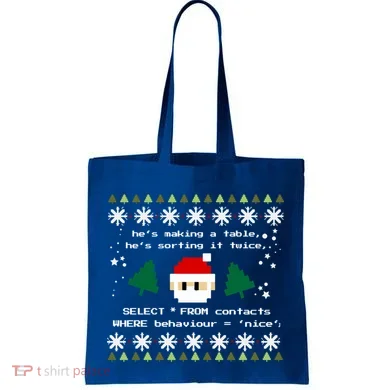 Sql Santa Claus Database Clause Developer Code Db Programmer Gift Tote Bag