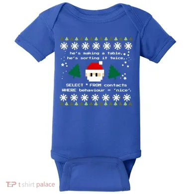 Sql Santa Claus Database Clause Developer Code Db Programmer Gift Baby Bodysuit