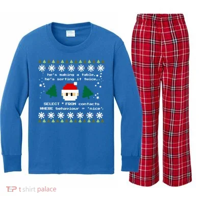 Sql Santa Claus Database Clause Developer Code Db Programmer Gift Kids Long Sleeve Plaid Pajama Set