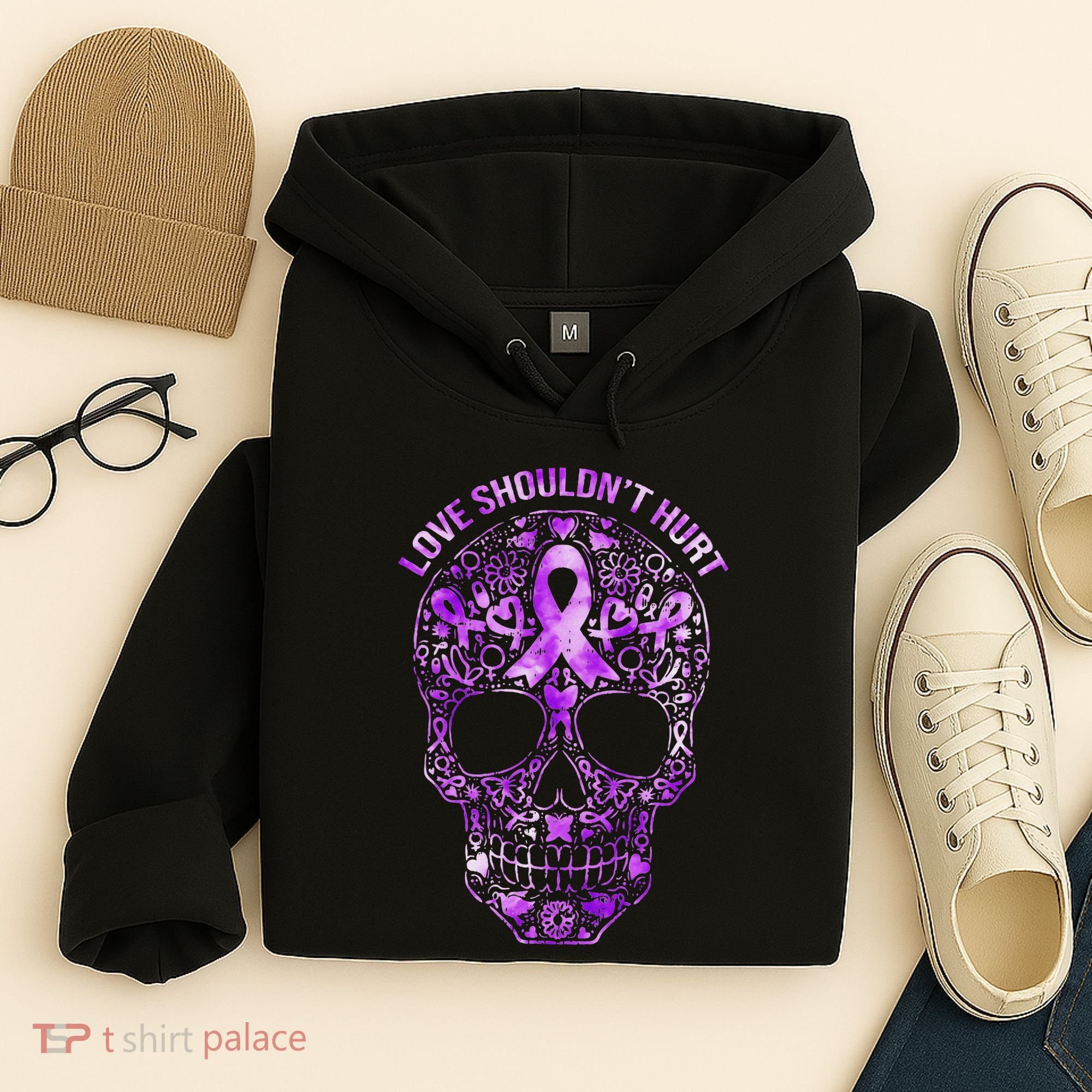 Sugar Skull Calavera Domestic Violence Awareness Hoodie
