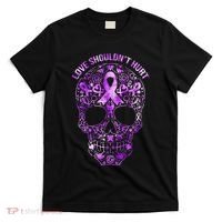 Sugar Skull Calavera Domestic Violence Awareness T-Shirt thumb 0