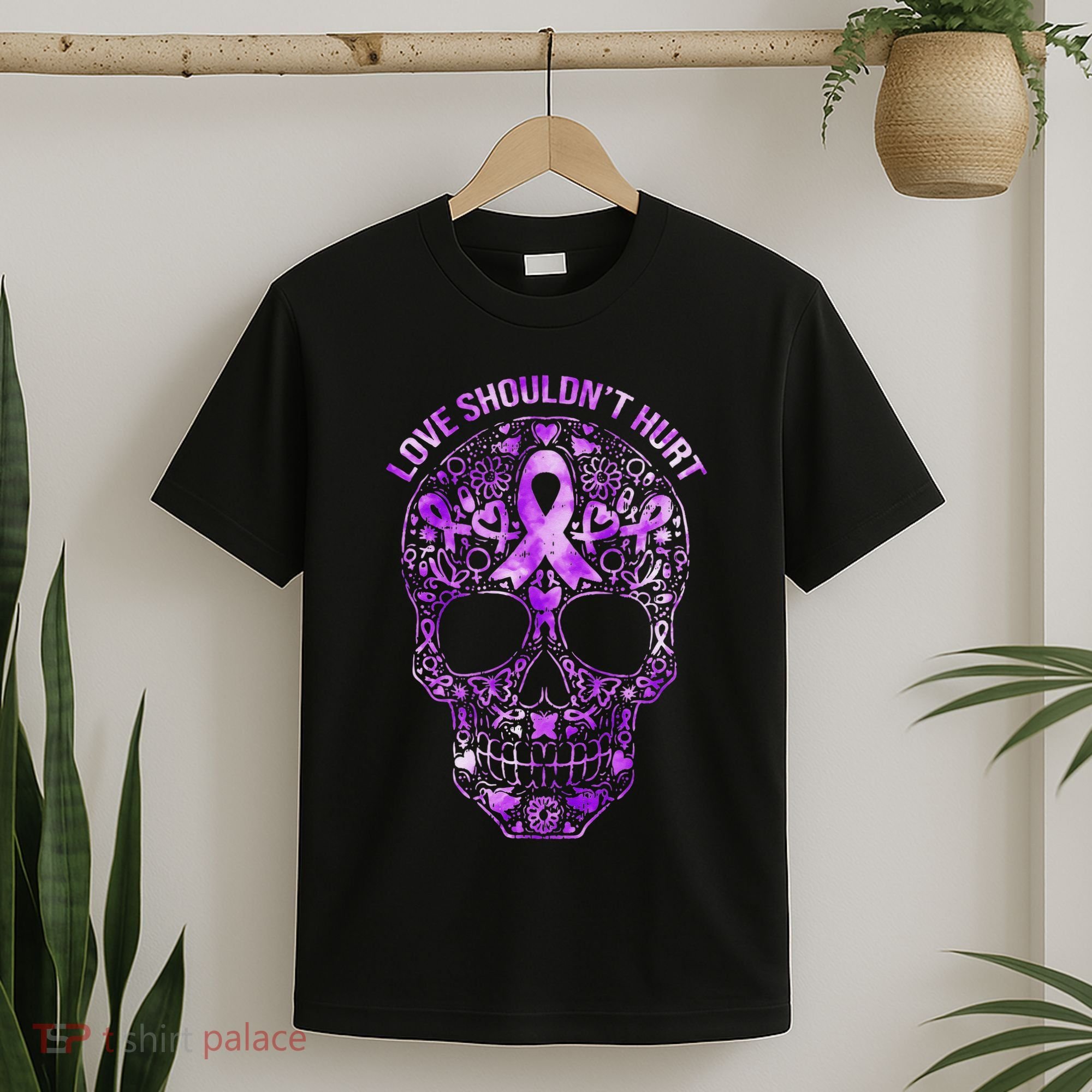 Sugar Skull Calavera Domestic Violence Awareness T-Shirt