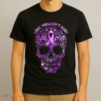 Sugar Skull Calavera Domestic Violence Awareness T-Shirt thumb 3