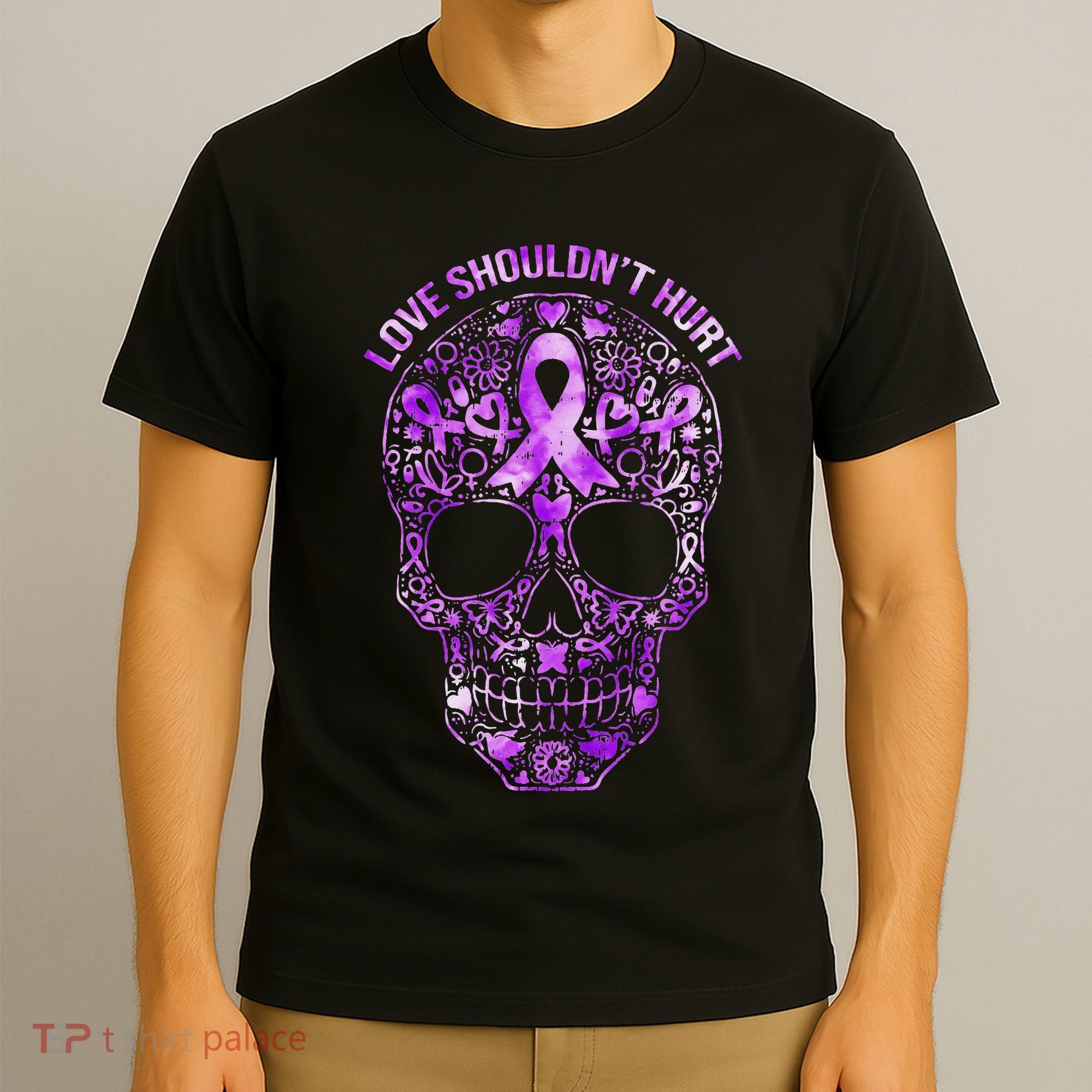Sugar Skull Calavera Domestic Violence Awareness T-Shirt