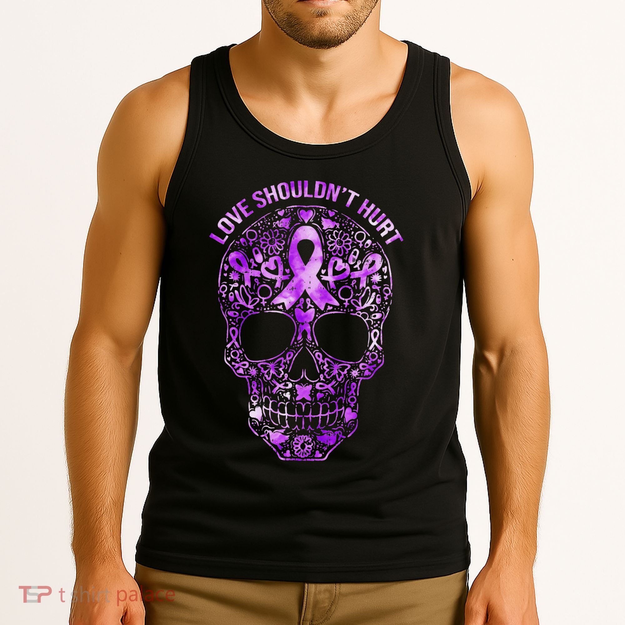 Sugar Skull Calavera Domestic Violence Awareness Tank Top
