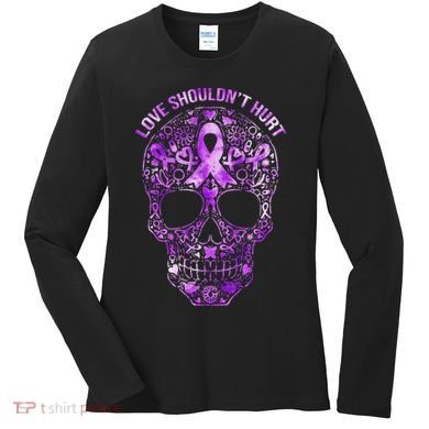 Sugar Skull Calavera Domestic Violence Awareness Women's Long Sleeve Shirt