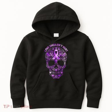 Sugar Skull Calavera Domestic Violence Awareness Kids Hoodie