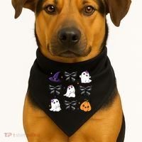 Spooky Season Cute Boo Ghost Coquette Halloween USA-Made Doggie Bandana thumb 1
