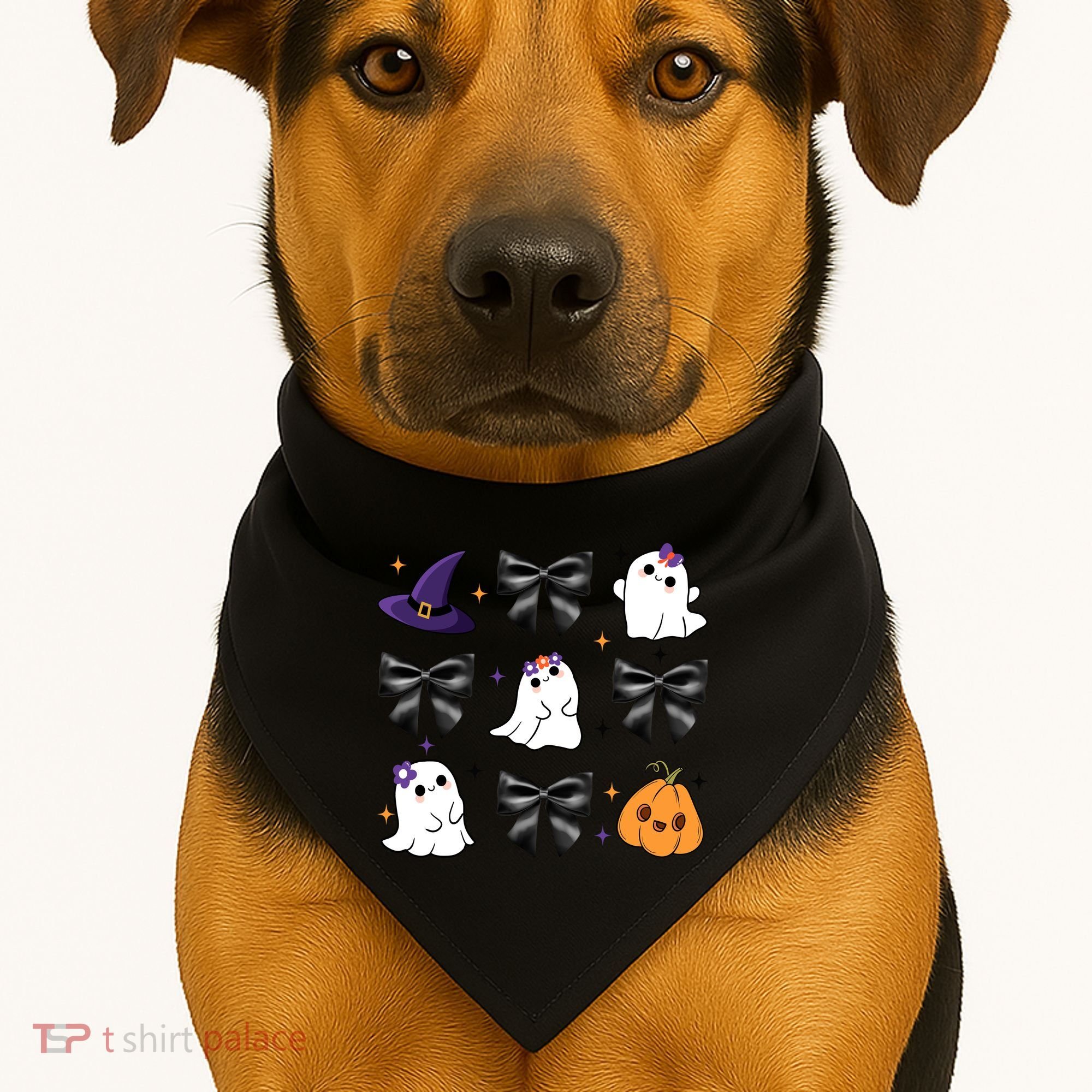 Spooky Season Cute Boo Ghost Coquette Halloween USA-Made Doggie Bandana