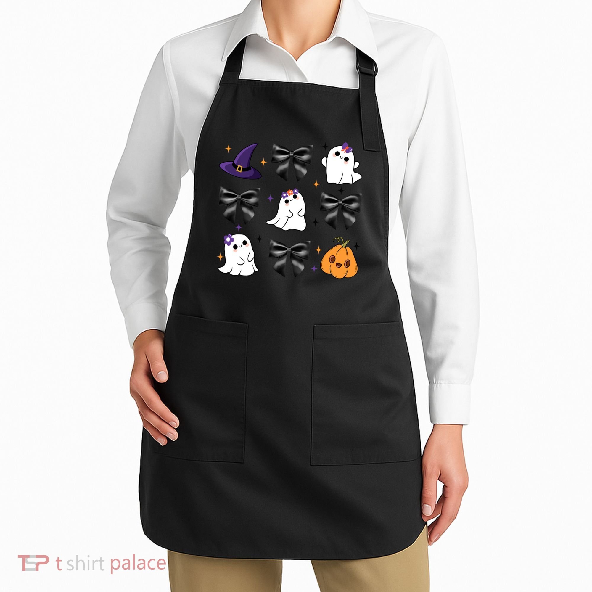 Spooky Season Cute Boo Ghost Coquette Halloween Apron