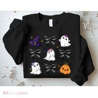 Spooky Season Cute Boo Ghost Coquette Halloween Sweatshirt thumb 2