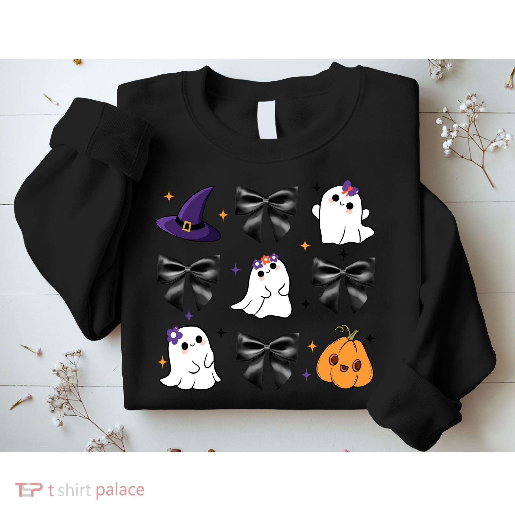 Spooky Season Cute Boo Ghost Coquette Halloween Sweatshirt