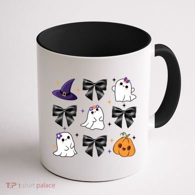 Spooky Season Cute Boo Ghost Coquette Halloween Coffee Mug back