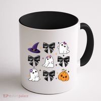 Spooky Season Cute Boo Ghost Coquette Halloween Coffee Mug thumb 1