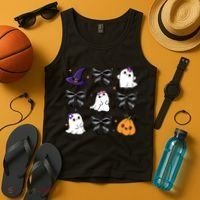 Spooky Season Cute Boo Ghost Coquette Halloween Tank Top thumb 4