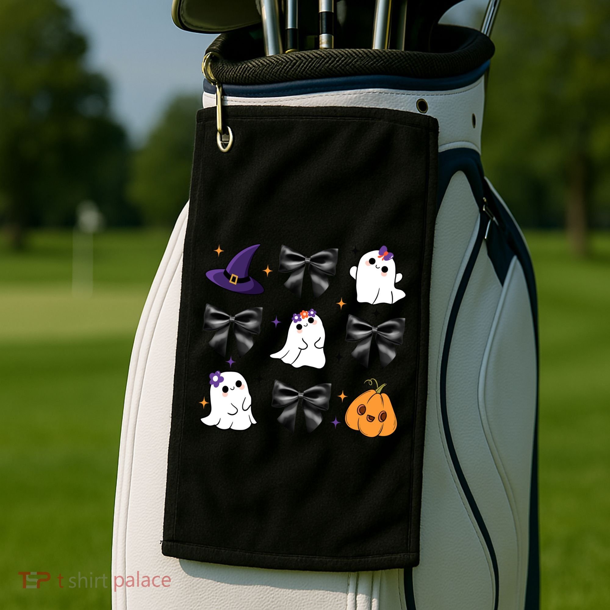 Spooky Season Cute Boo Ghost Coquette Halloween Golf Towel