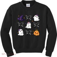Spooky Season Cute Boo Ghost Coquette Halloween Kids Sweatshirt thumb 0