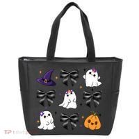 Spooky Season Cute Boo Ghost Coquette Halloween Tote Bag thumb 0